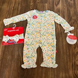 NWT Magnetic Me Zest Life Modal Coverall and Headband- Size 0-3 months